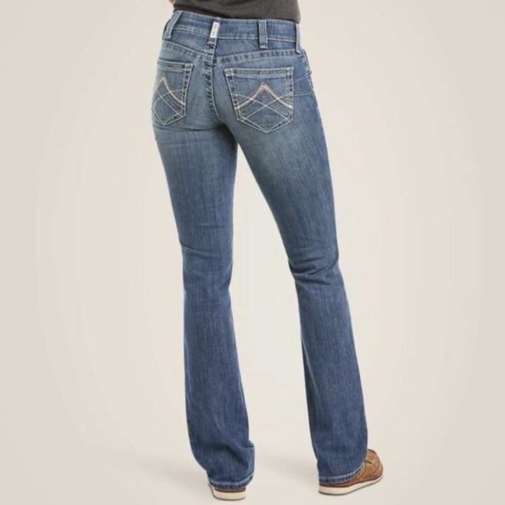 Ariat R.E.A.L. Straight Leg Icon Mid Rise Rainstorm Blue Size 30S